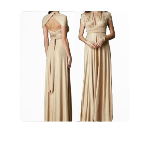 Dresses & Skirts - Convertible neck golden bridesmaids dress.